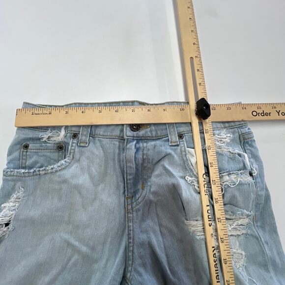 Car Mar Jeans Womens 24 Light Wash Distressed Ripped Straight Leg Made USA Denim - Picture 6 of 9